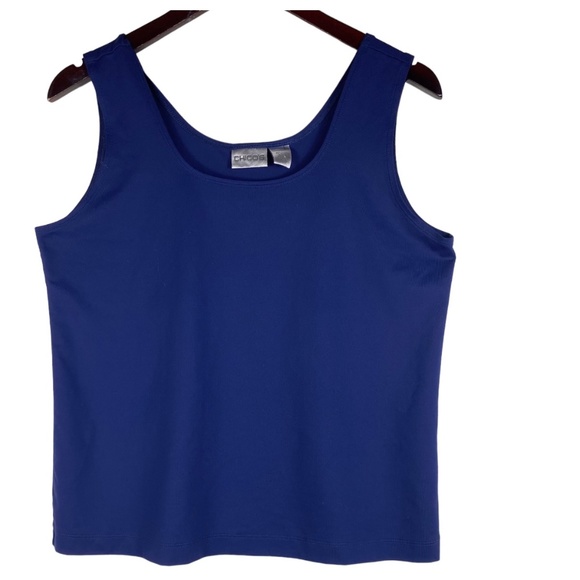 Chicos Sz 2 (Large 12 14) Tank Top Shell Shirt Royal Blue Slvlss Career Casual - Picture 1 of 3